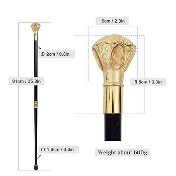 フリーメイソンのシンボル 付きメイソンリーウォーキングスティック（杖） フリーメーソンのシンボルが刻まれた ハンドル飾りが付いた